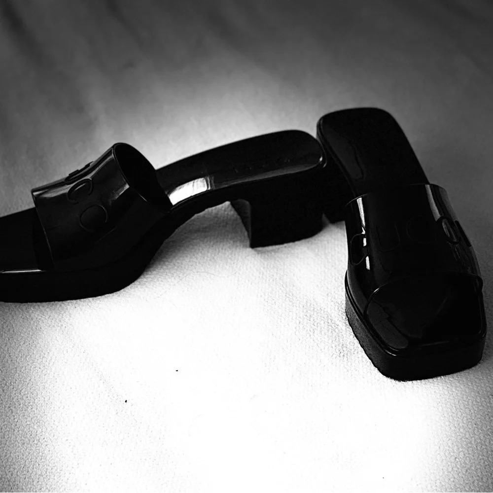 Gucci Black Patent Slide Sandals